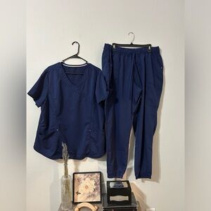 Navy Blue SCRUBSTAR Scrub Set, Top and Bottom Size: 2XL, Used, Jogger Bottoms